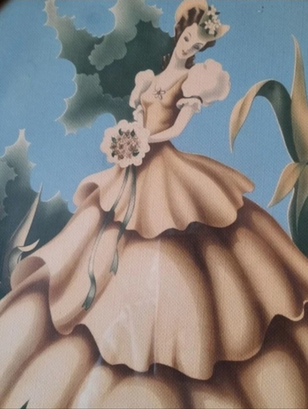 Vintage 1930s Antebellum Southern Belle Art Deco Picture - Picture 2 of 6